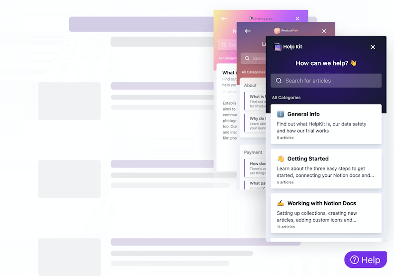 Help Kit Knowledge Base Widget powered by Notion