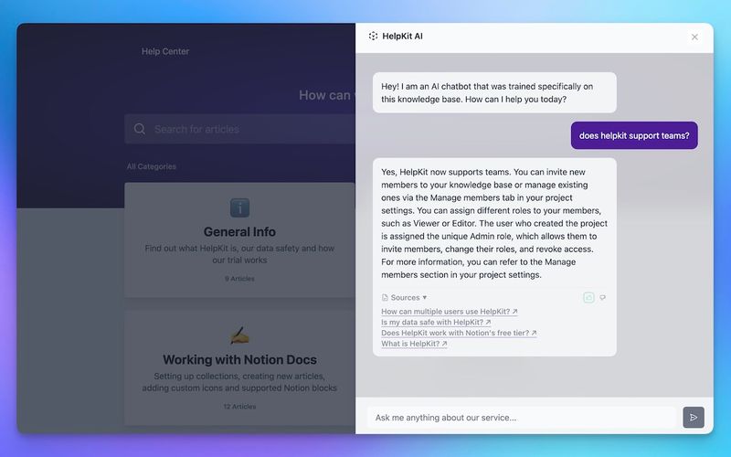HelpKit AI answering customer questions