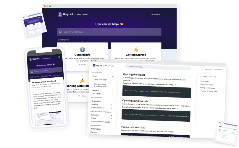HelpKit Public Help Center or Documentation powered by Notion