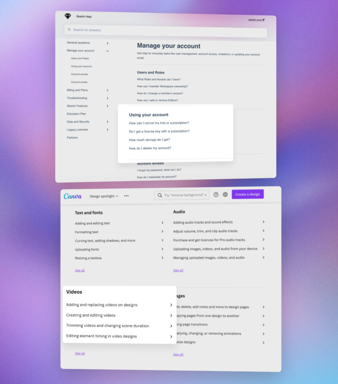 Naming help articles with the -ing form and question titles